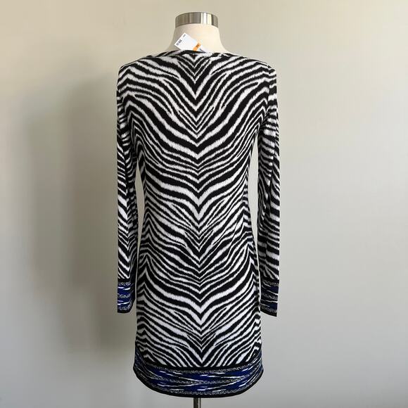 Michael Michael Kors Long Sleeve Zebra Animal Print Dress Pullover Small NWT - Picture 4 of 6